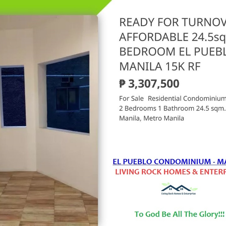 FOR SALE READY FOR TURNOVER 24.5sqm2BEDROOM EL PUEBLO CONDOMINIUM
