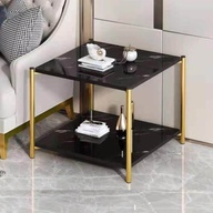 Milton wooden two layer marble texture coffee table