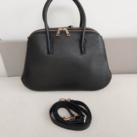 Pebbled leather double zip satchel
