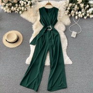 Vneck Sleeveless Jumpsuit