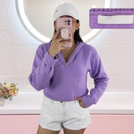 Purple Turtleneck Zipper Longsleeve Sweatshirt