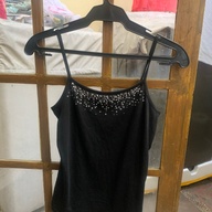 Black y2k bedazzled cami top with rhinestones