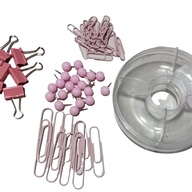 Assorted push pins and clip set in donut case