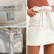 Forever21 Denim Stitch-Line Belted Skirt