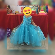 Aqua blue long back  gown