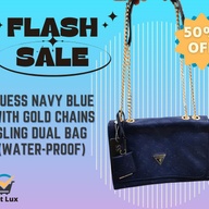 Guess Navy Blue Bag with Gold Chains (brand new)