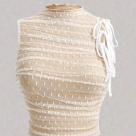 SHEIN X MariajoseGi SHEIN MOD Women's Stand Collar Lace-up Mesh Patchwork Vest