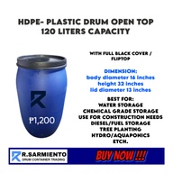 ♻️120 liters plastic drum with full black cover (used) .