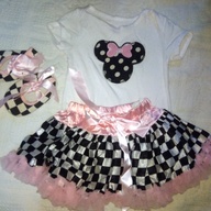 Minnie Mouse Tutu pair with headband and shoes