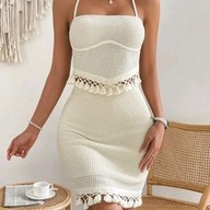 SHEIN VCAY Trim Tie Backless Halter Top & Bodycon