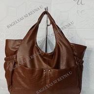 Preloved Brown Leather Tote Bag