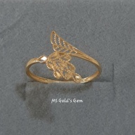 18K Yellow Gold Feather Ring Size 6
