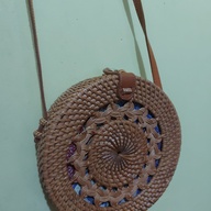 Rattan bag handwoven round original