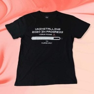 #n8 Uninstalling Progress Printed Tees Black Casual T-shirt for Men