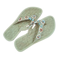 Abaca Straw Slide Strap Summer Slippers - Flats - Footwear for women
