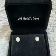 18K Yellow Gold Moissanite Diamond Stud Oval Cut with Halo Earrings