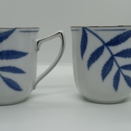 Rare Noritake Essence in Blue Porcelain Mugs (Pair)