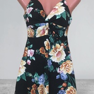 Floral black summer short dress
