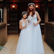 Bridesmaid and flower girl twinning dress