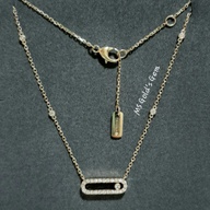 18K Hongkong Yellow Gold Move Uno Pave Sliding Natural Diamond Necklace
