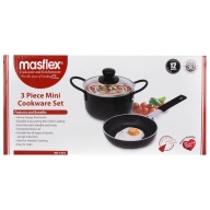 Masflex 3 pc Mini Non Stick Frying Pan w/ Casserole Set