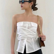 DAZY Solid Wrap Front Tie Back Tube Top