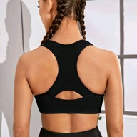 Yoga Basic Medium Support  Scoop Neck Cut Out Back Sports Bra