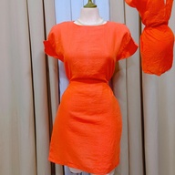 Casual Cotton Tomato Color Dress
