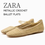 Zara Metallic Crochet Flats