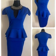 Peplum Dress (Royal Blue) Small(stretchable)