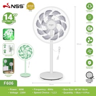 NSS 14'' Electric Fan mute 3-speed Household Stand Fan Floor Fan 10+5 double airfoil blade Design