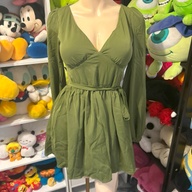 LONG SLEEVE COCKTAIL DRESS - OLIVE GREEN