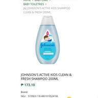 Johnson's baby active fresh shampoo 200ml