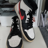 Original Jordan 1 Mid-Black "Chile Red" White Men's Rubber Shoes for Sale!!!