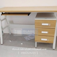 OFFICE FURNITURE : Staff Table (Minimalist) Biege • White tubular frame • MDF laminated finish