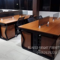 Office Furniture : Ready made Workstation , BROWN -with mobile pedestal -glass divider -4seater
