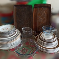 Vintage plates, trays, etc.