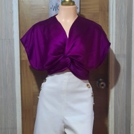 Zara Satin Twist Front Crop Top