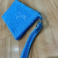 Crochet Wristlet Wallet Handmade Blue