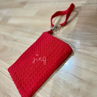 Crochet Wristlet Wallet Red Handmade