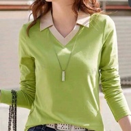 Casual Long Sleeve T- shirt Green