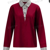 Casual Shirt Striped Color Block 2 In 1 Long Sleeve