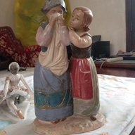 LLADRO #1326 | Lladro Porcelain Figurine Girl Crying with Friend Consoling Her Gres Finish