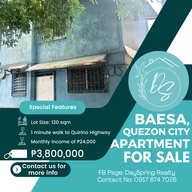 Apartment for Sale in Baesa, Quezon City 3.8M