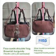 Pre-loved bag (Burgundy faux suede shoulder bag)