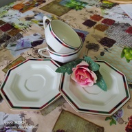 Octagon Rainbow Tea or Coffee Cups (wide mouth) and Saucer Set