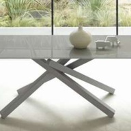 Designer extendable table in tempered glass and Mikado metal base - Péchino Midj®