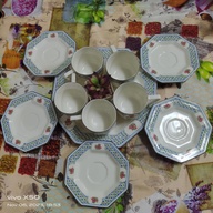 Octagon Platter and Coffee Cups and Saucer Set