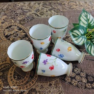 Floral Footed Tall Cups Set