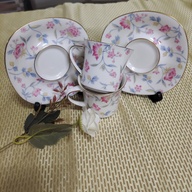 Pink Floral Coffee Cups and Saucer Set